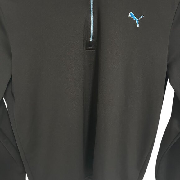 PUMA Men's Size Medium Pullover Sweater Half Zip Unique Black Blue - Picture 5 of 6